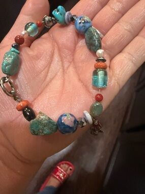 Handmade Turquoise & Multi-Bead Women's Bracelet